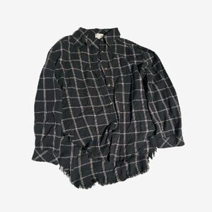 Plaid Button Down Shirt - Black and White